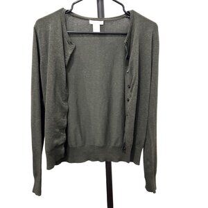 H&M Womens Basics Olive Green Button Up Cardigan Size S